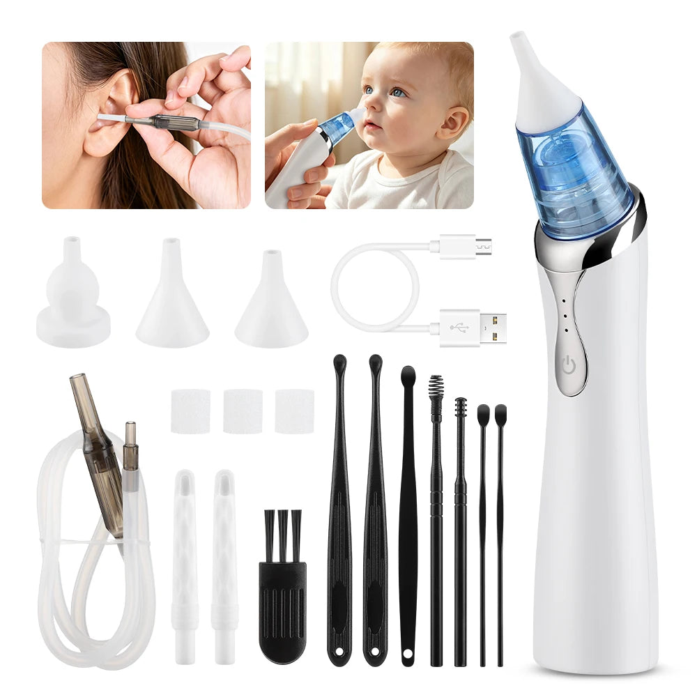 Electric 2-in-1 Nasal Aspirator and Ear Wax Removal Kit for Family - 1