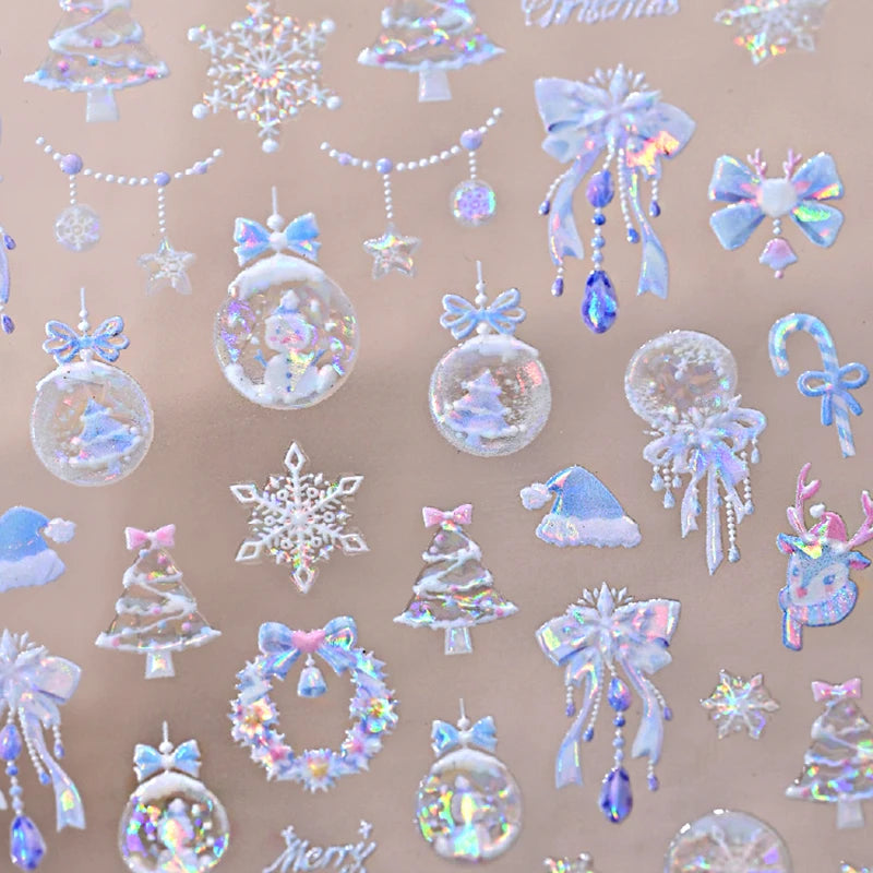 Festive 3D Christmas Nail Art Stickers for Holiday Manicure Decorations - 51