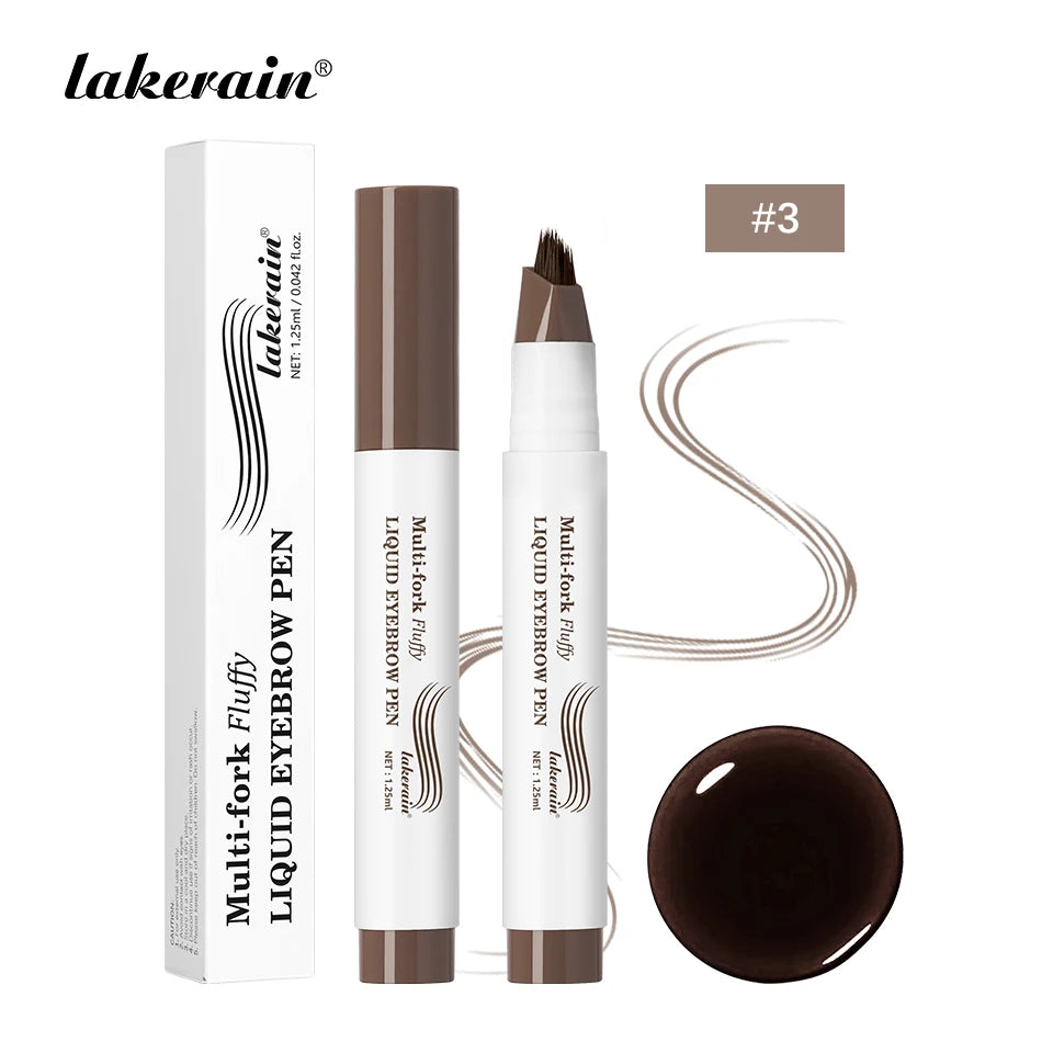 Waterproof Multi-Fork Liquid Eyebrow Pen for Natural Fluffy Brows