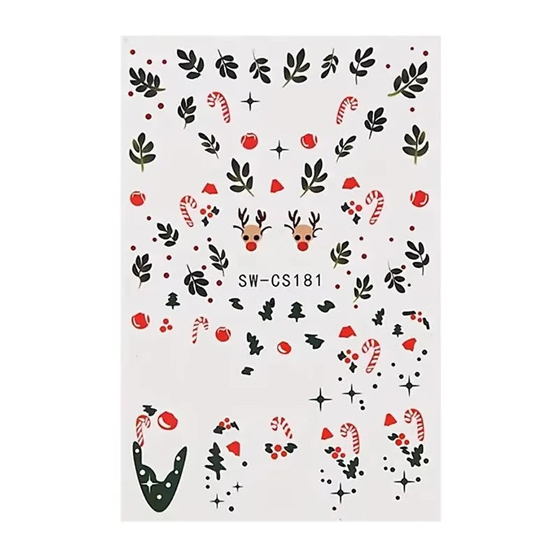 Festive 3D Christmas Nail Art Stickers for Holiday Manicure Decorations - 42