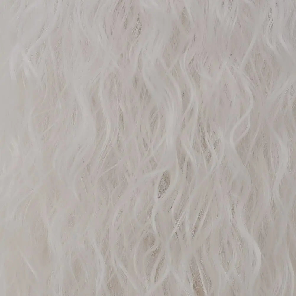 White Curly Wavy Costume Wig with Bangs for Cosplay and Halloween - 6