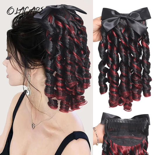 Curly Synthetic Ponytail Extension with Bow Clip