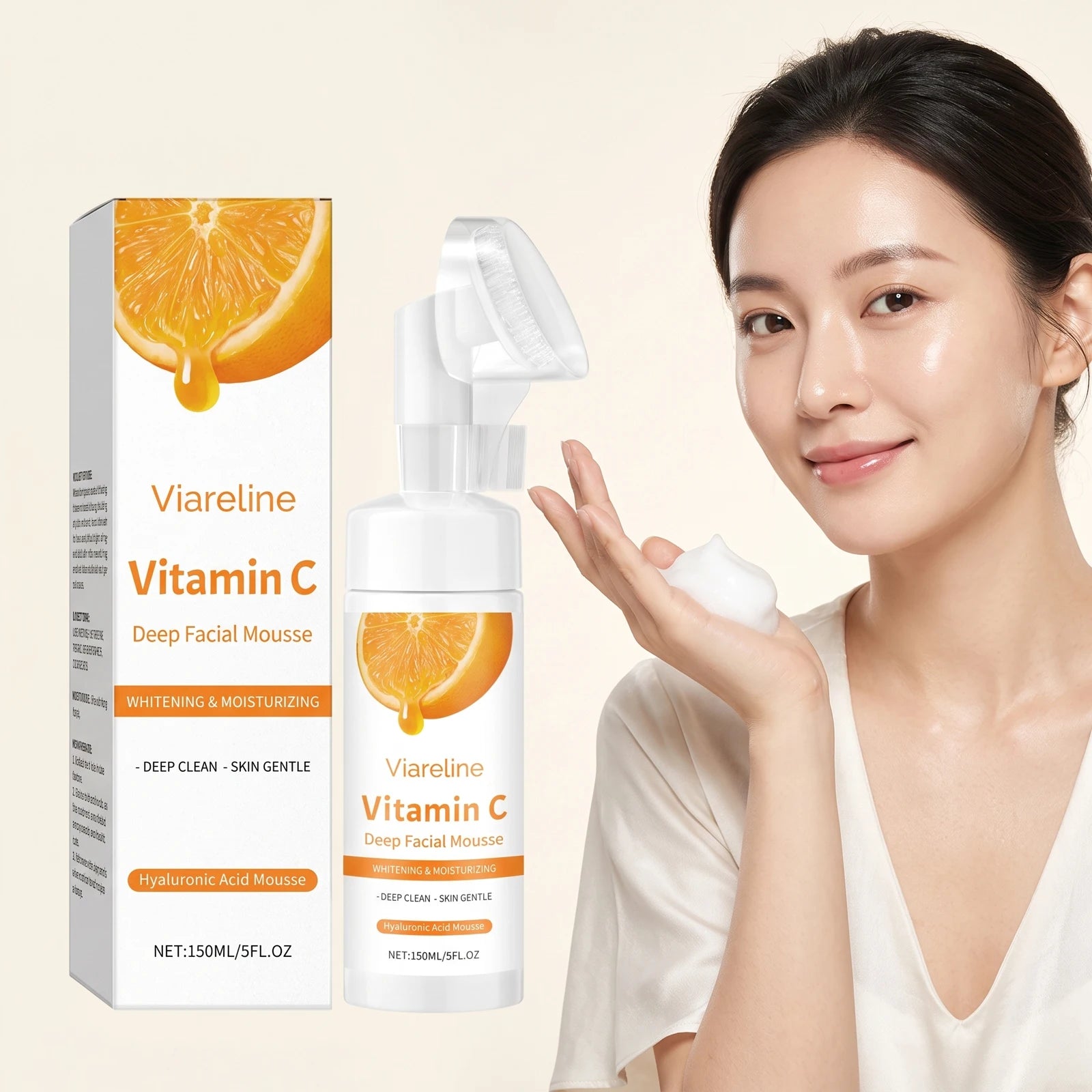 Vitamin C Brightening Facial Cleanser with Built-in Exfoliating Brush - 2