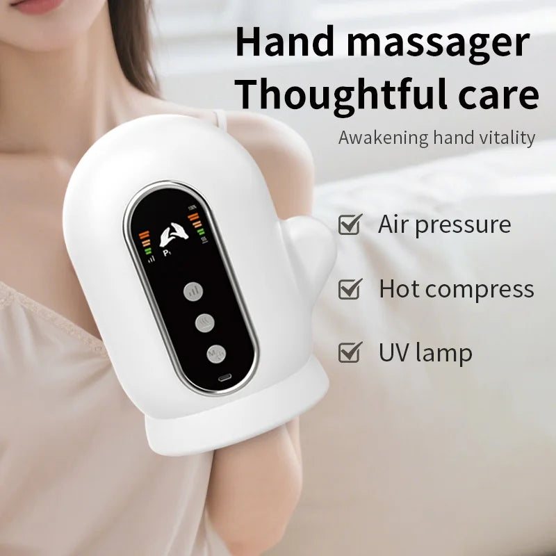 Electric Hand and Wrist Compression Massager with Heat and UV Cleaning - 1