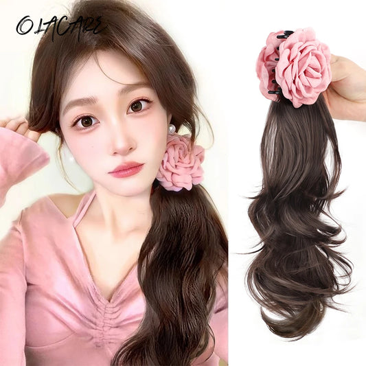Wavy Ponytail Hair Extension with Rose Clip