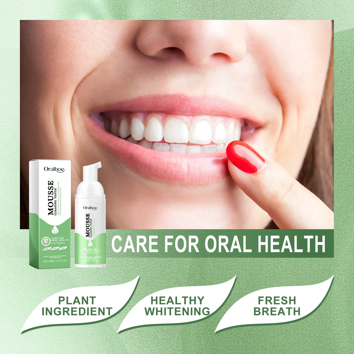 Foaming Teeth Whitening Mousse for Stain Removal and Fresh Breath