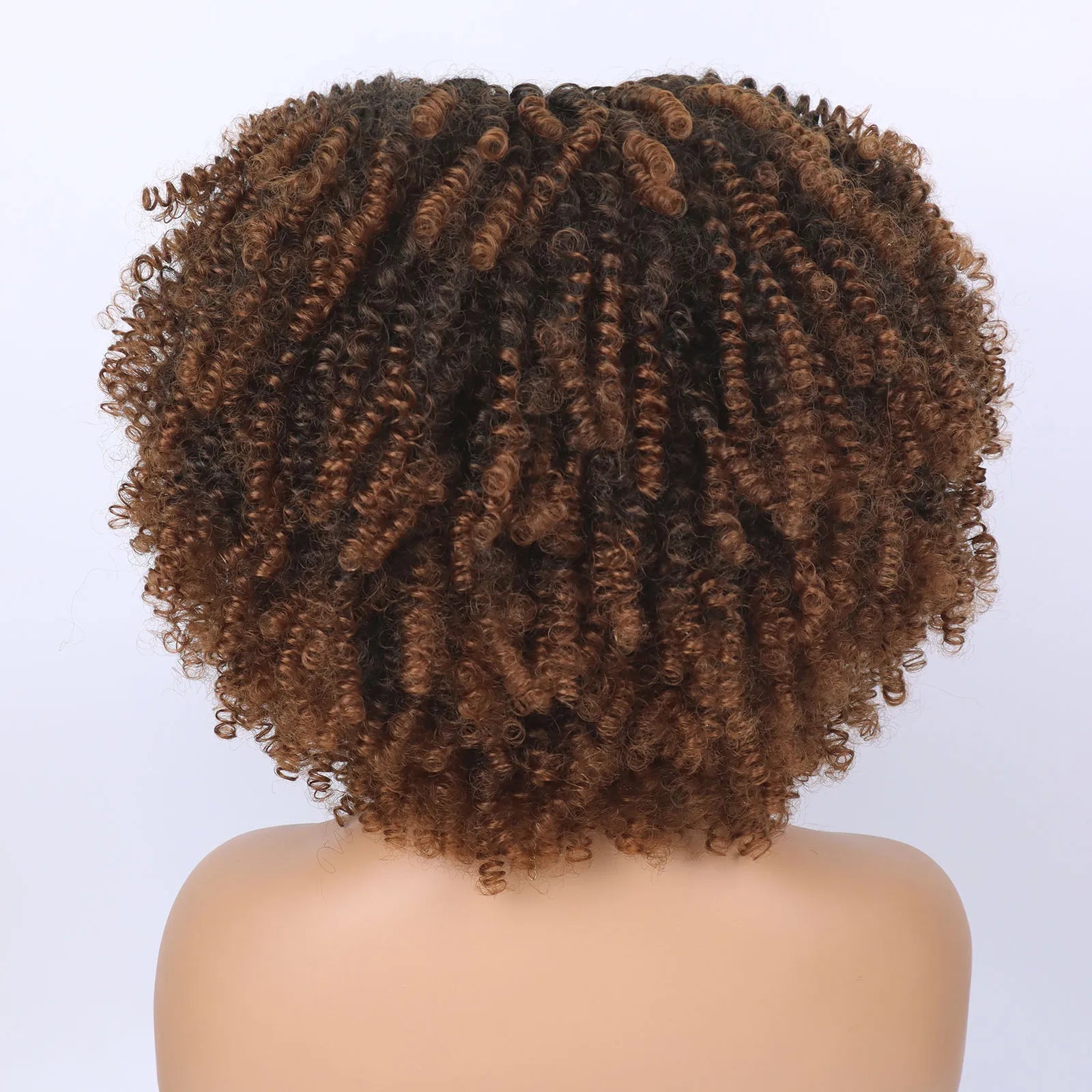 Short Kinky Curly Afro Wig with Bangs for Daily Wear - 5