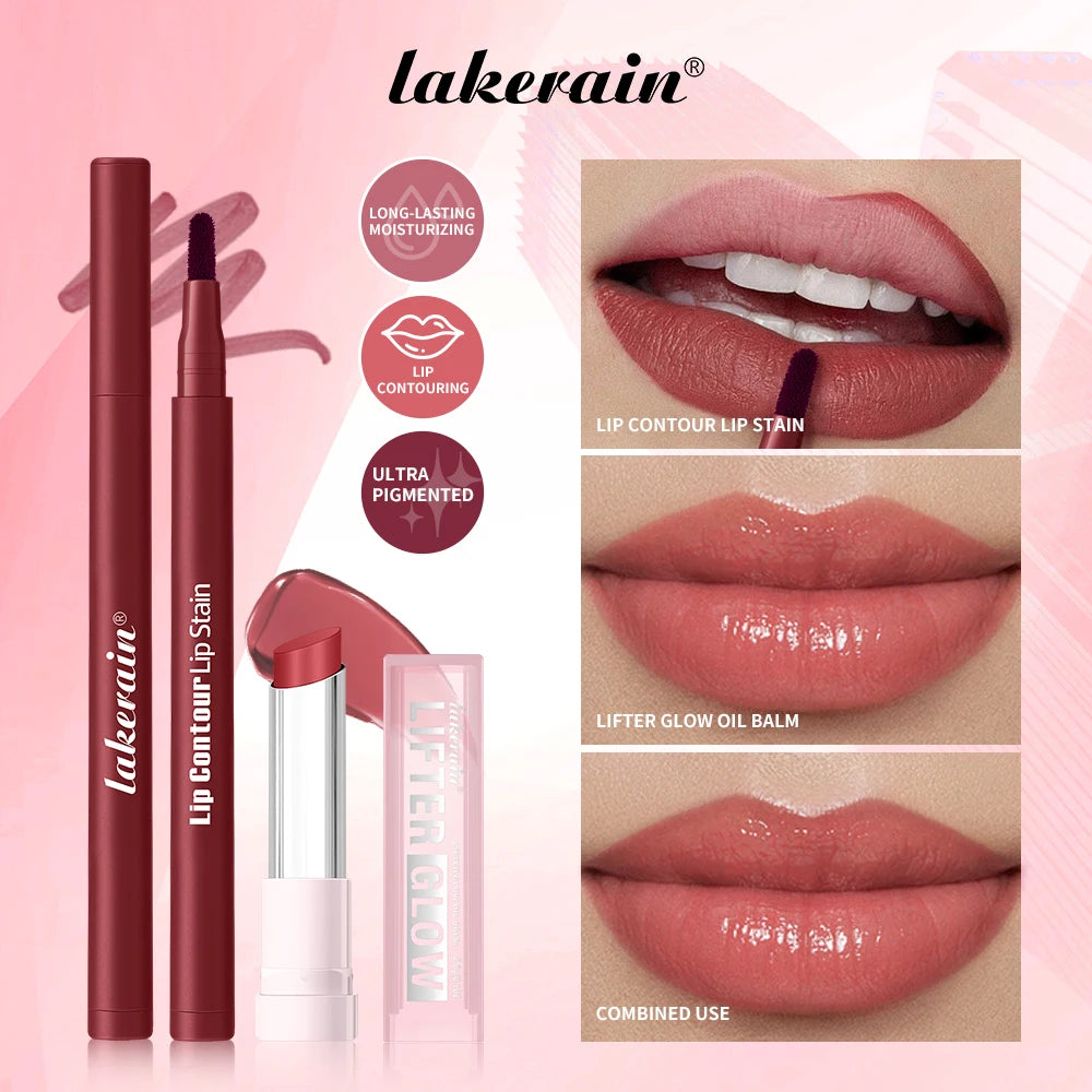 Long-Lasting Lip Contour Stain and Hydrating Glow Balm Makeup Kit