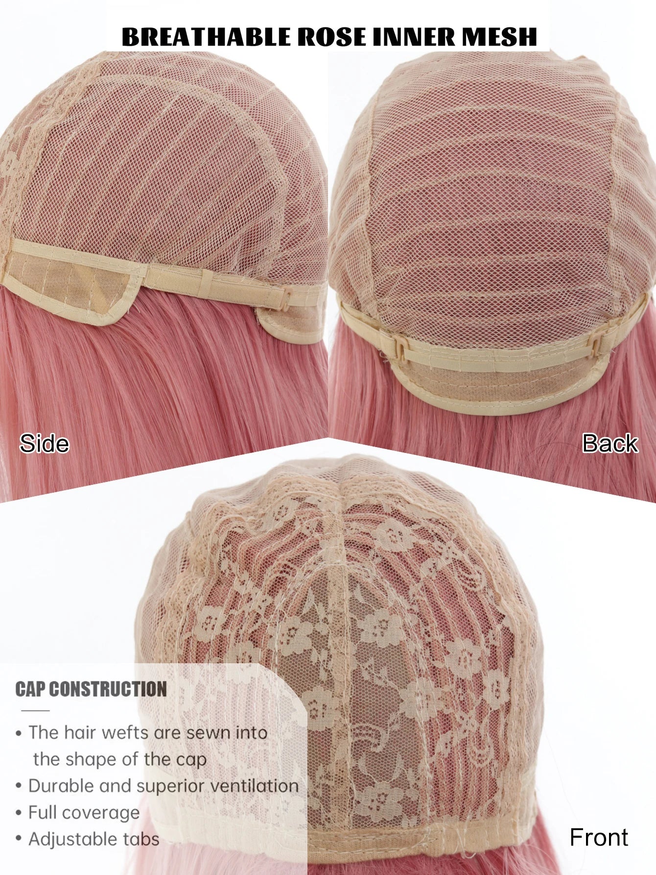 24 Inch Long Pink Cosplay Wig with Bangs - 6