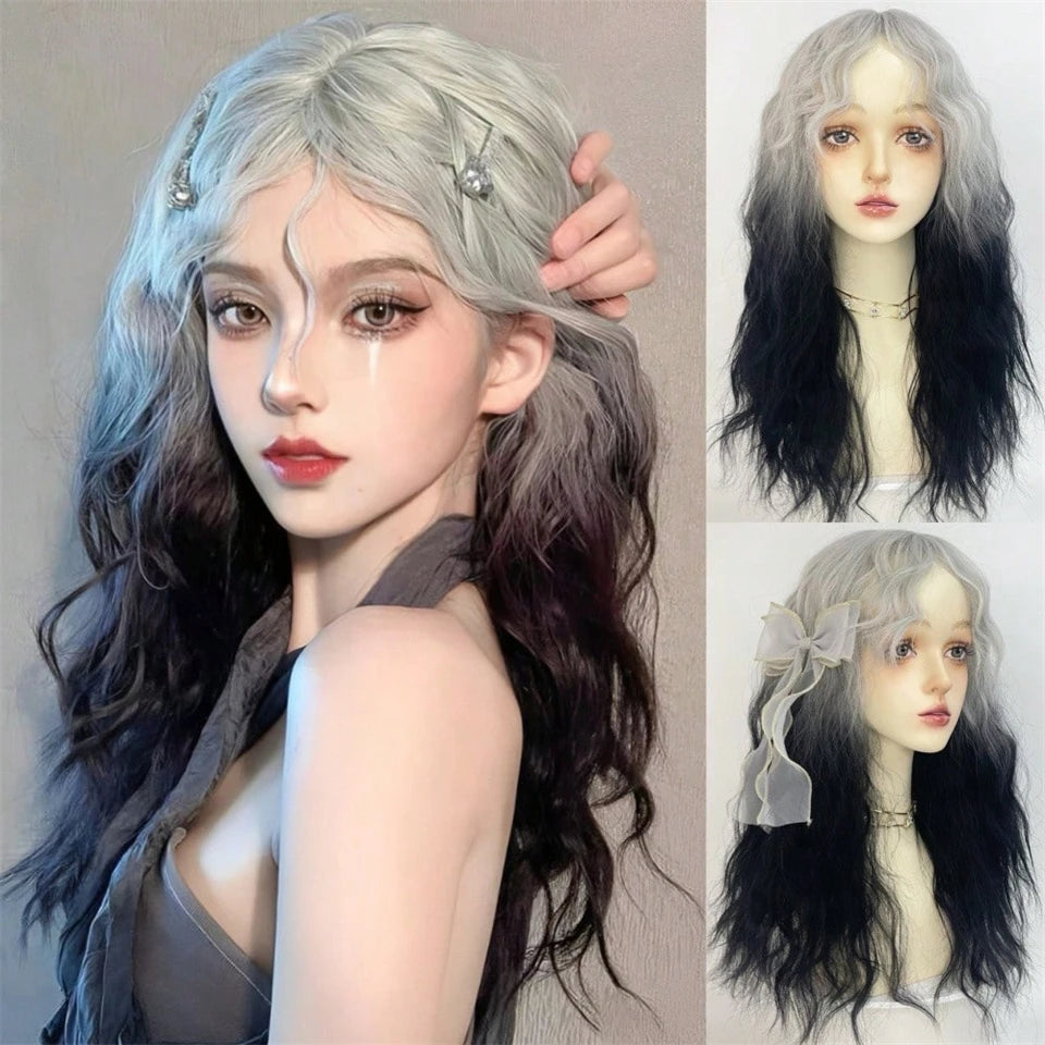 Long Wavy Blonde Cosplay Wig with Bangs - 63