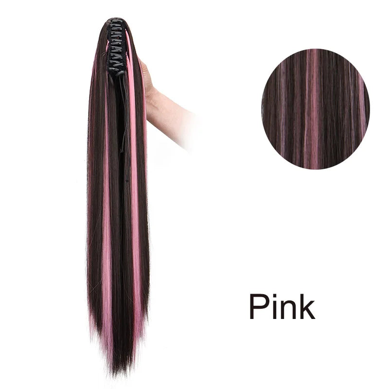 24-Inch Highlighted Claw Clip Ponytail Extension