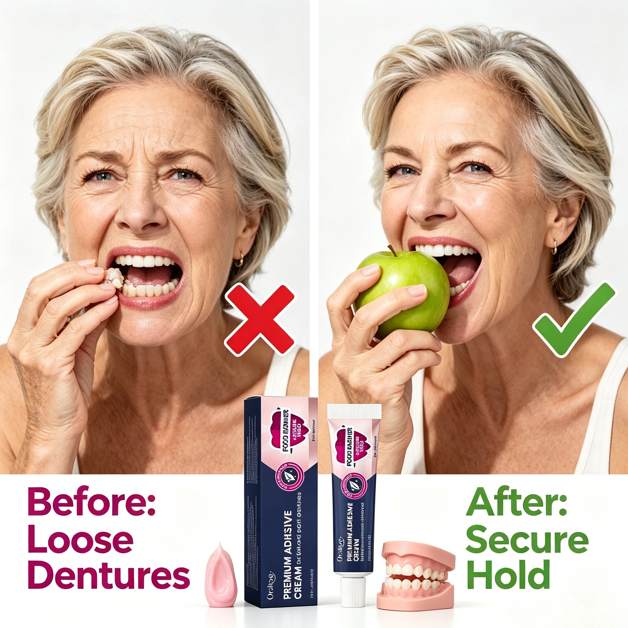 Strong Hold Denture Adhesive Cream for Full and Partial Dentures - 2