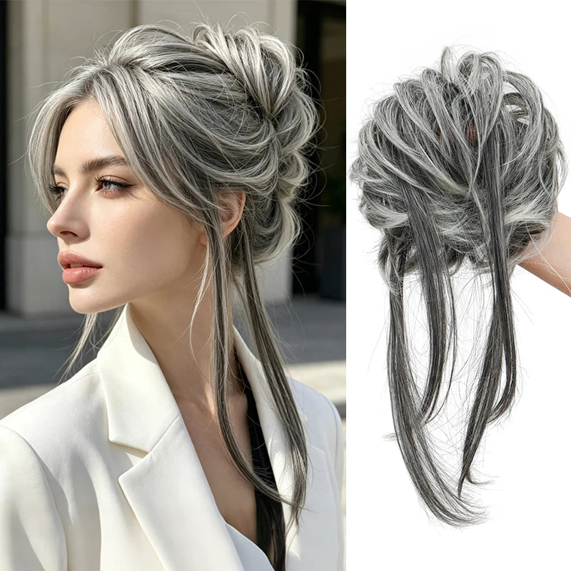 Messy Bun Hair Extension Scrunchie for Instant Volume and Updo Hairstyles