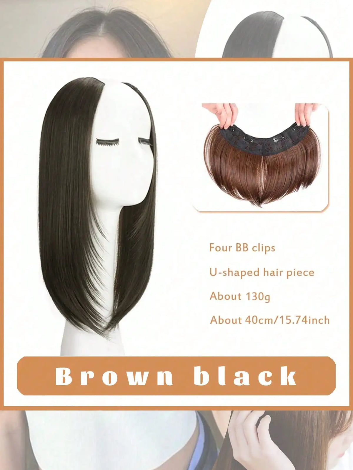 U-Shaped Long Straight Clip-In Hair Extension for Volume