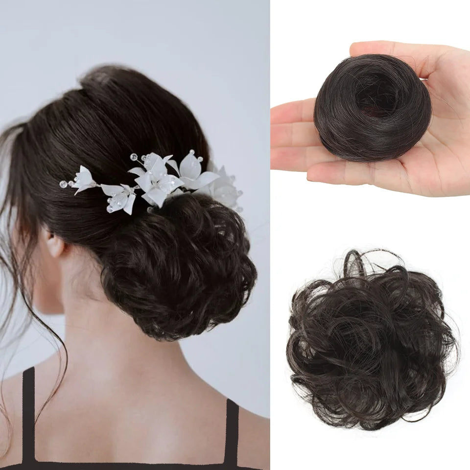 Wavy Messy Bun Hair Extension with Elastic Band