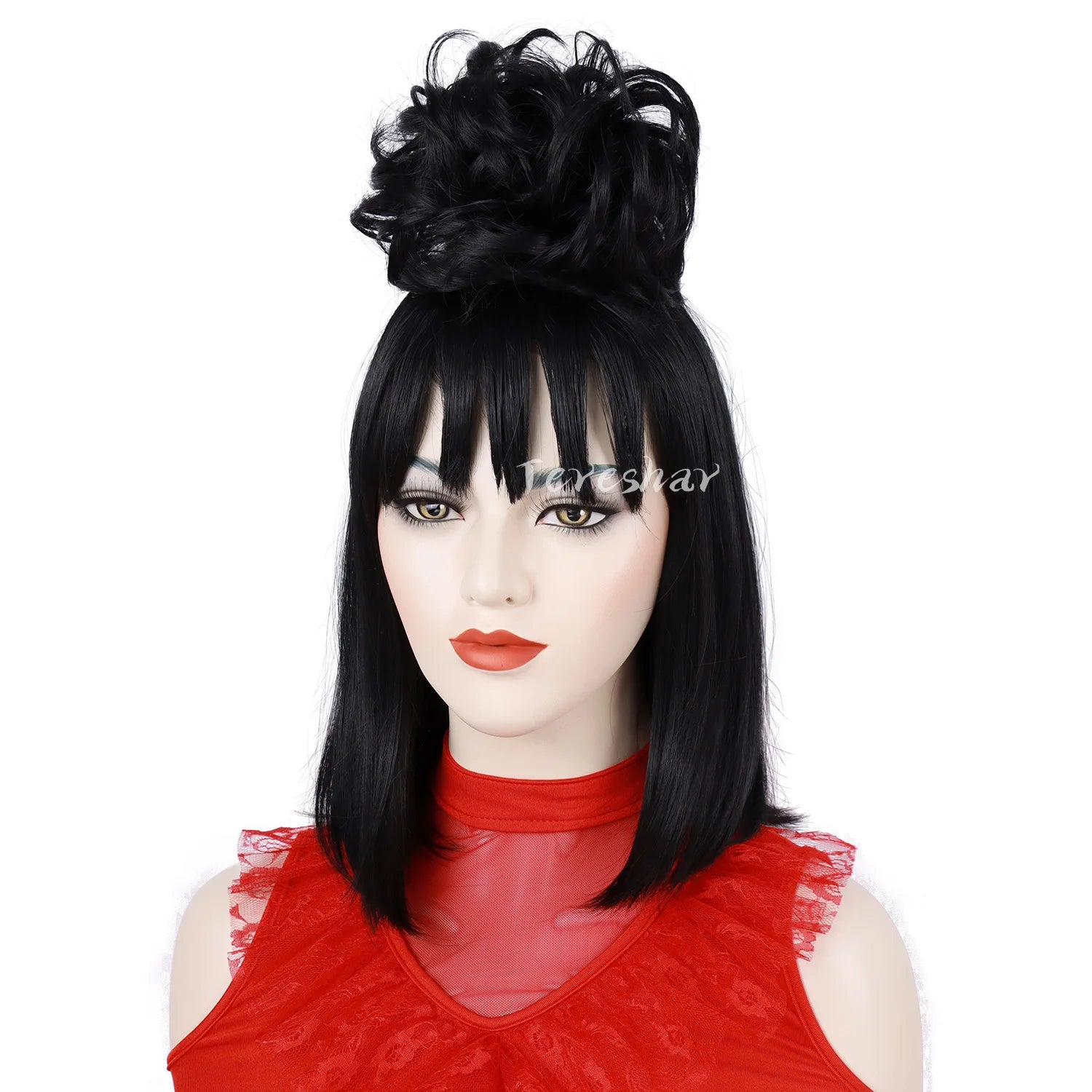 Black Synthetic Wig for Costume and Halloween Parties - 6