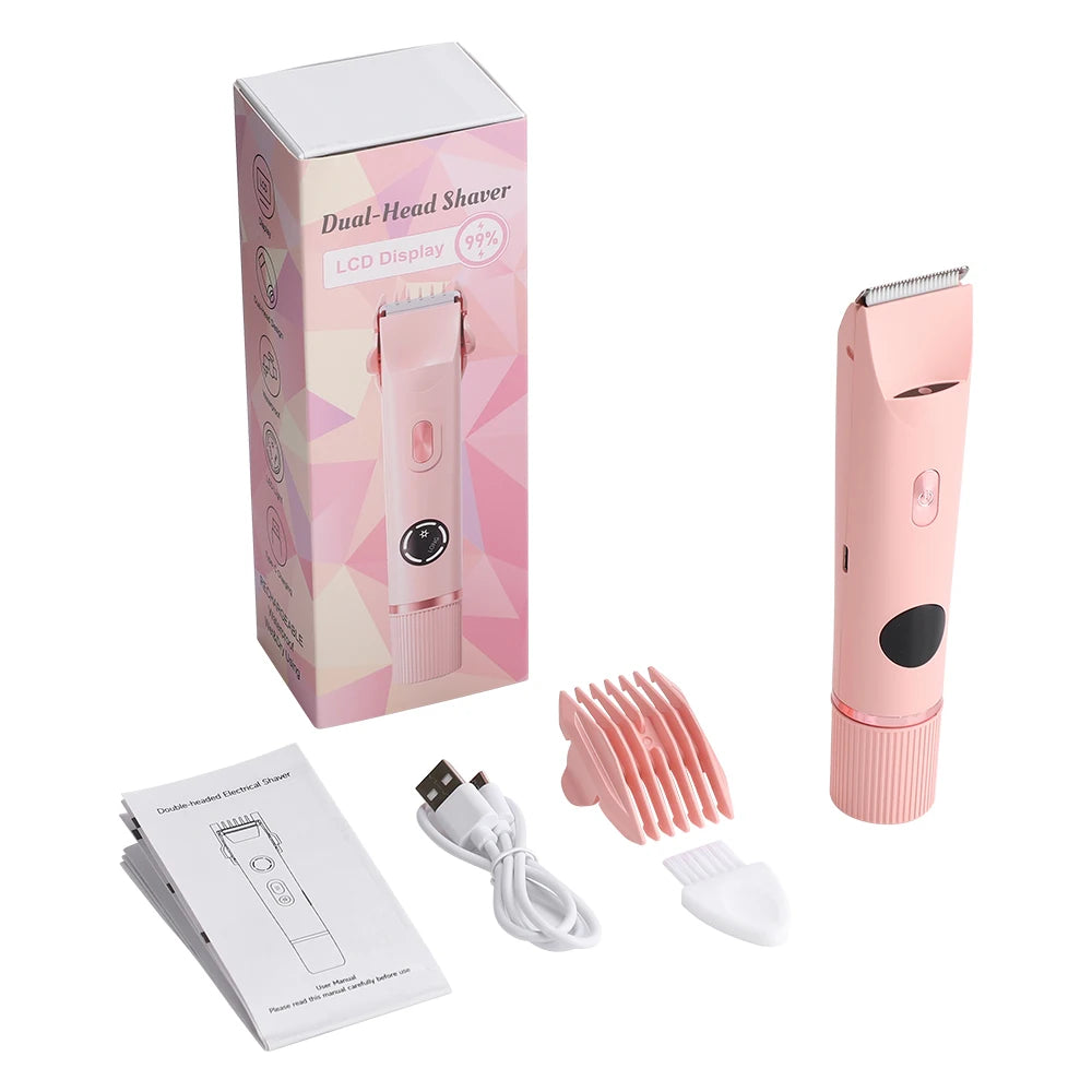 Dual-Head Electric Shaver and Bikini Trimmer for Women