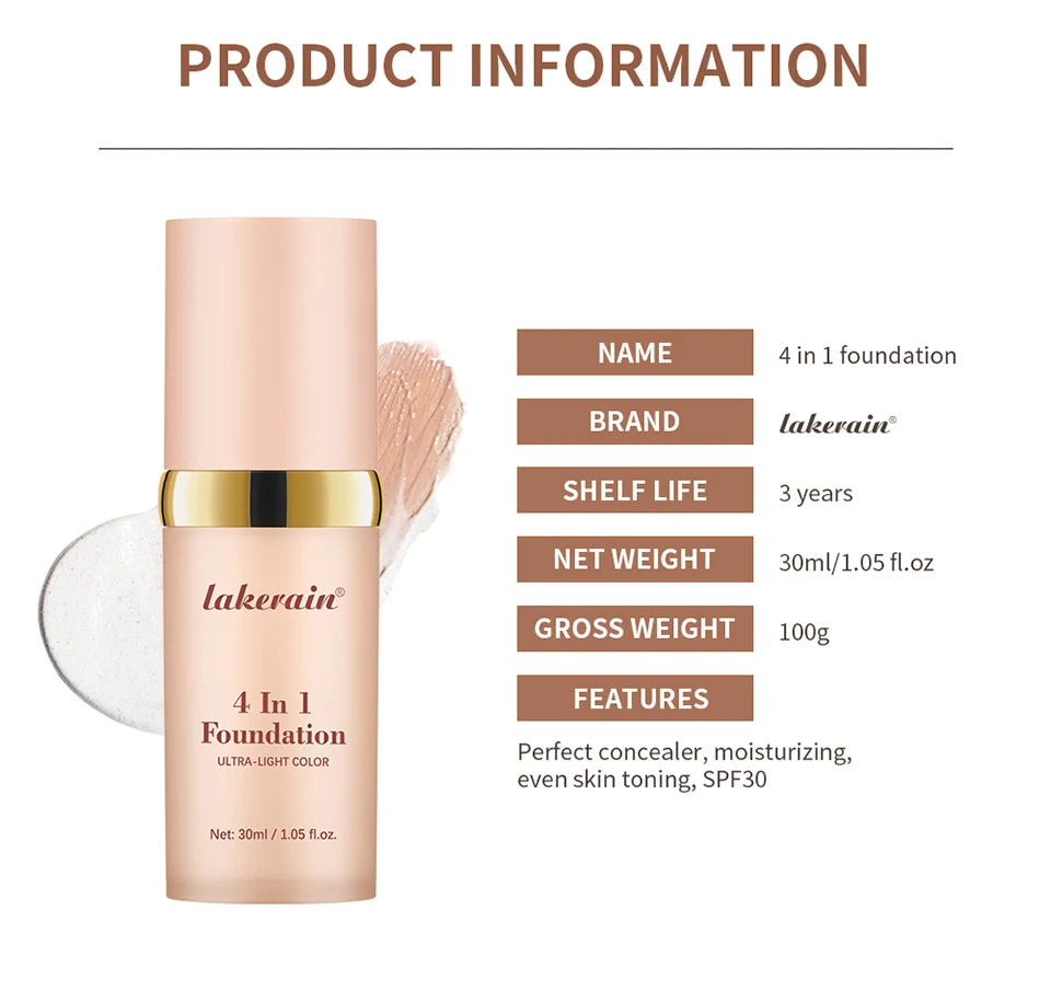4-in-1 Color Changing Moisturizing Foundation with SPF 30+