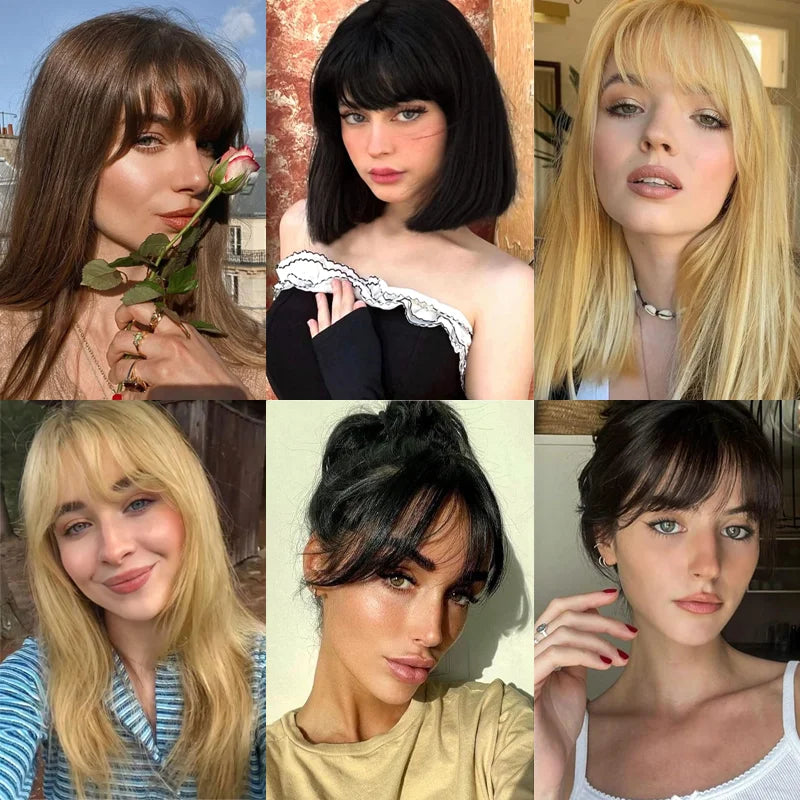 Clip-In Synthetic Hair Bangs Fringe Extension for Instant Volume and Style