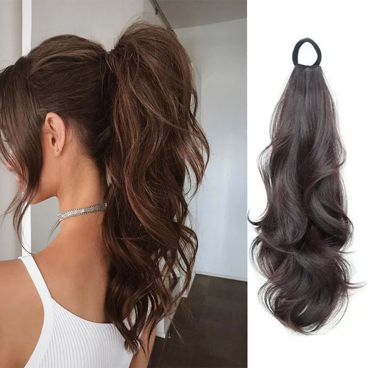 18-Inch Wavy Ponytail Extension with Elastic Band