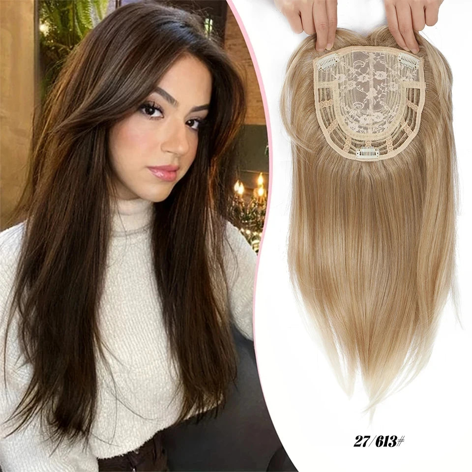 Clip-In Hair Topper with Bangs for Natural Volume and Root Coverage