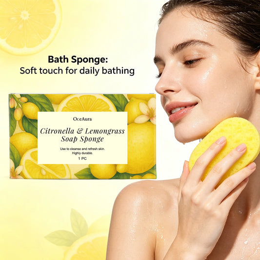 Exfoliating Lemongrass Bath Sponge for Daily Body Cleansing and Skin Care