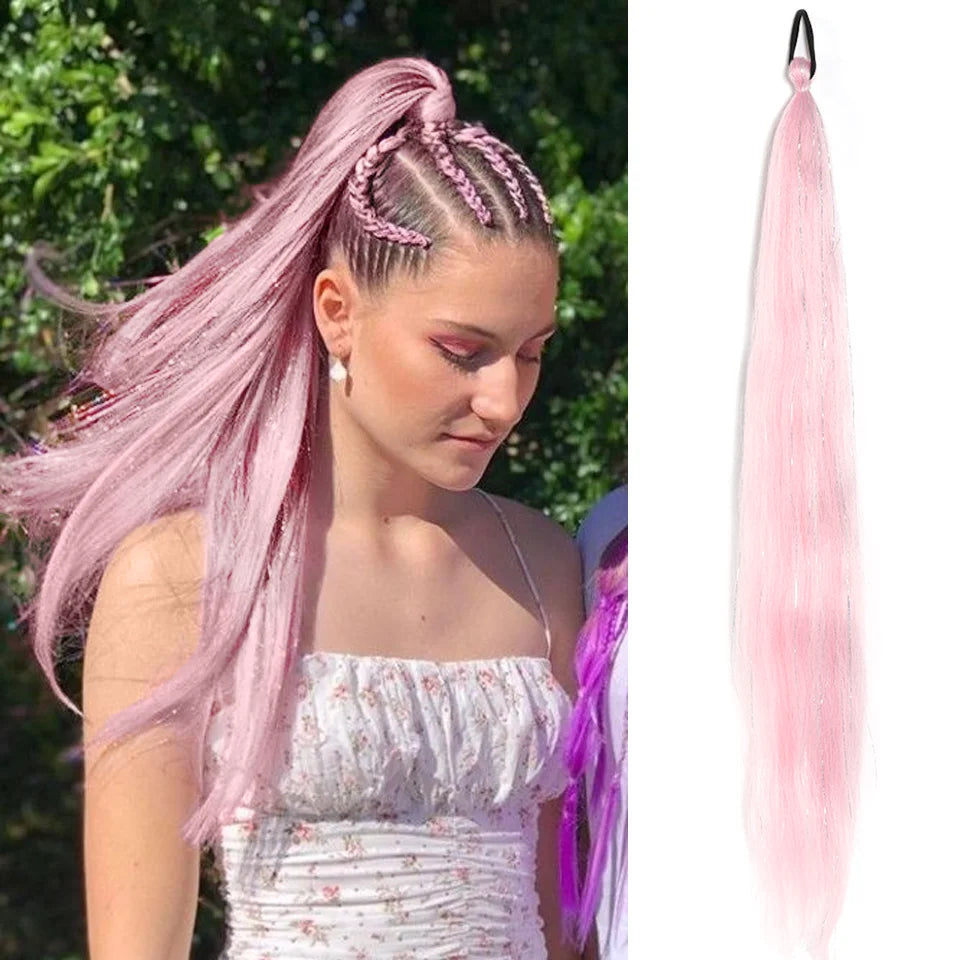 26 Inch Gradient Straight Braided Ponytail Extension