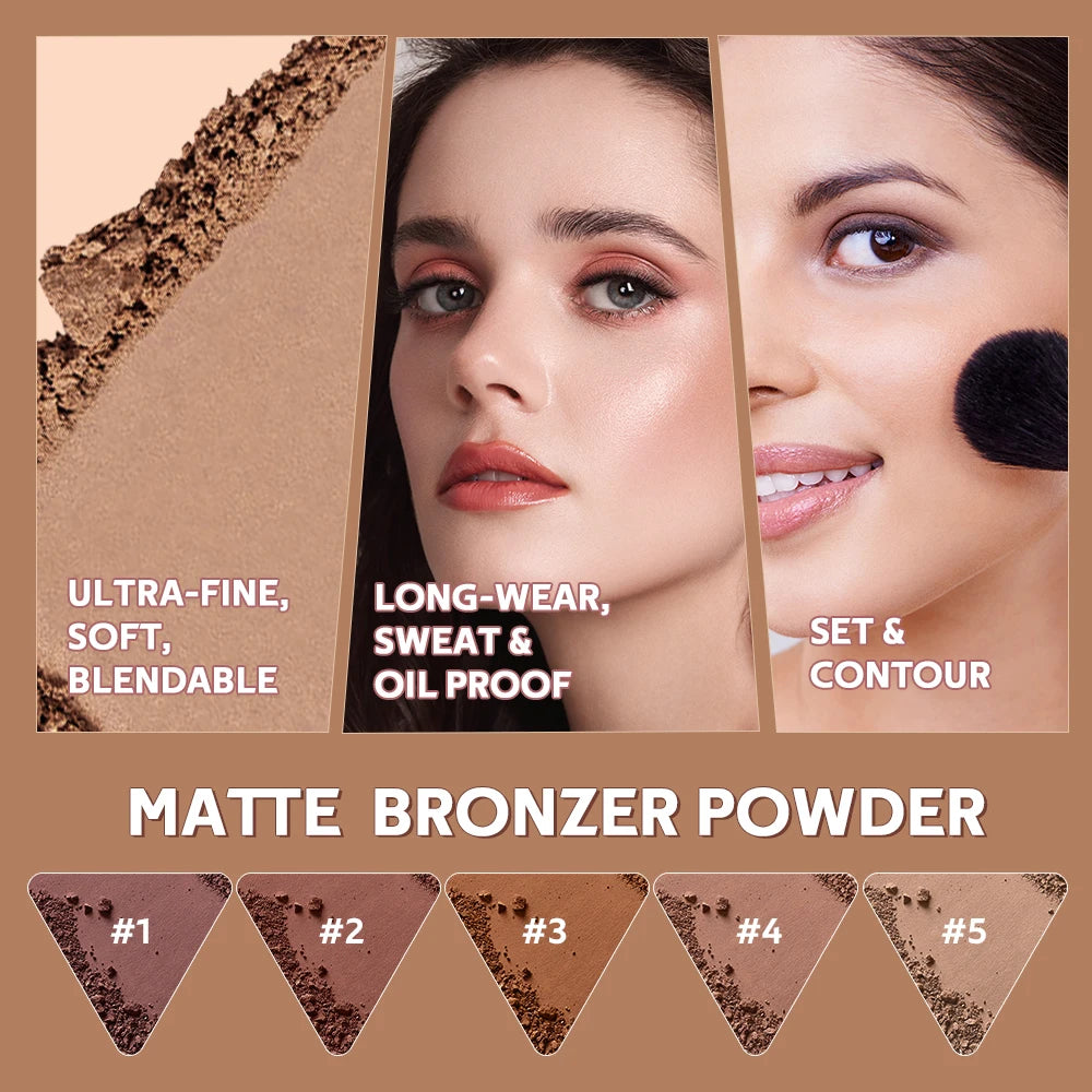 Long-Lasting Matte Bronzer Powder for Smooth Face Contouring - 5