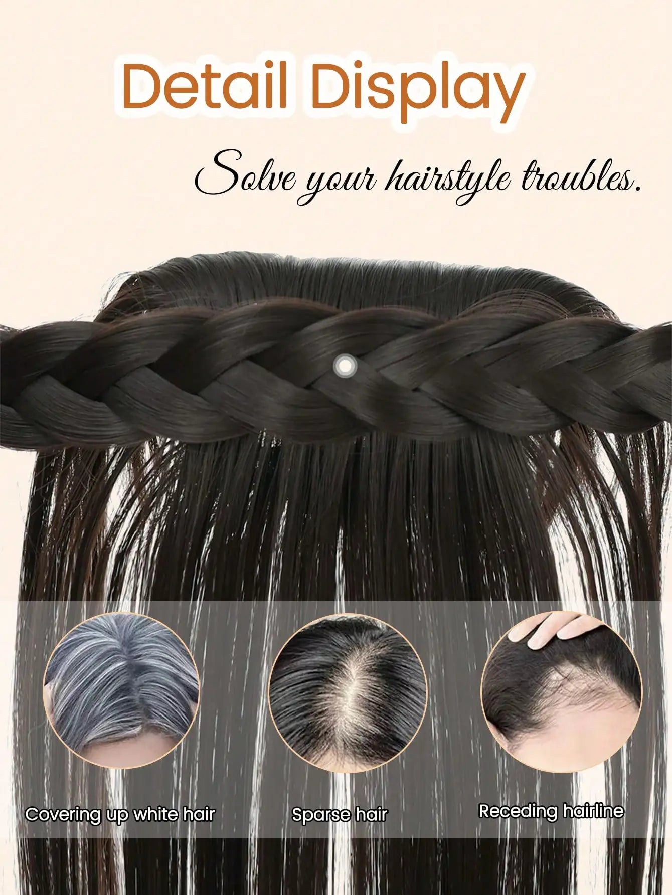 Braided Headband with Bangs for Instant Hair Style - 13