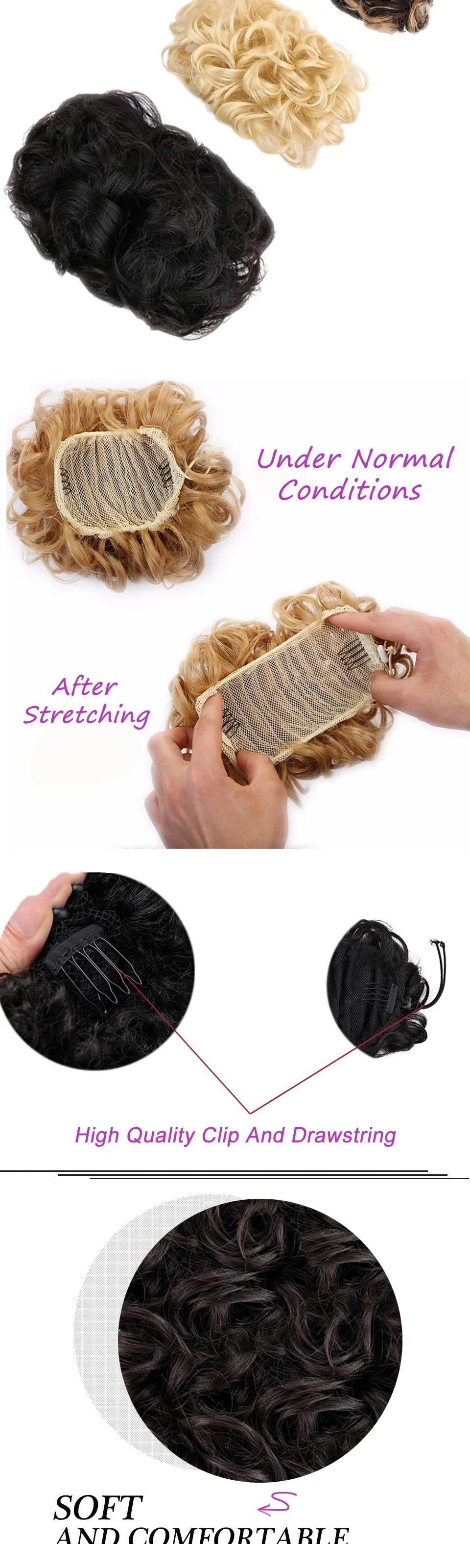 Messy Curly Hair Bun Scrunchie for Instant Elegant Updo Hairstyles