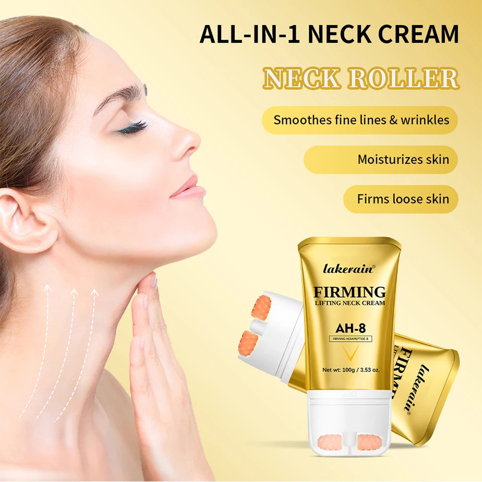 Firming and Lifting Neck Cream with Built-in Roller for Smooth Skin