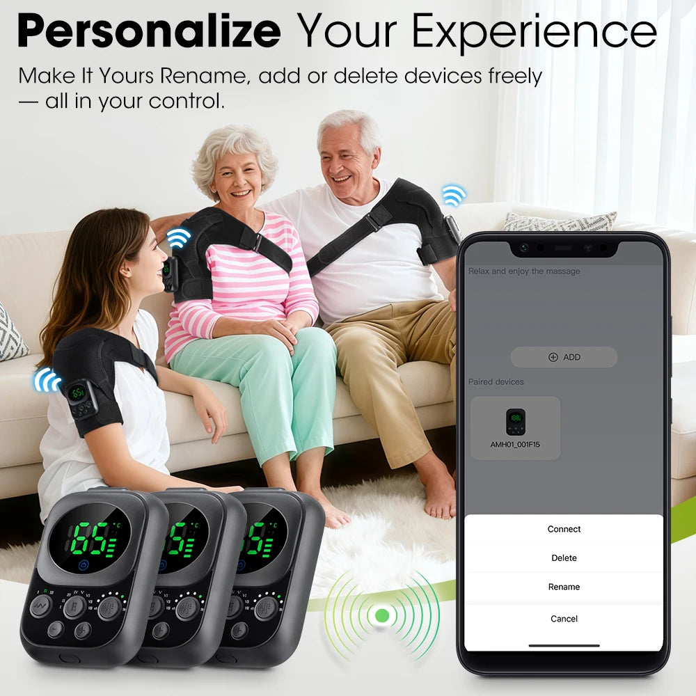 Cordless Heated Shoulder Massage Brace with App Control and Vibration