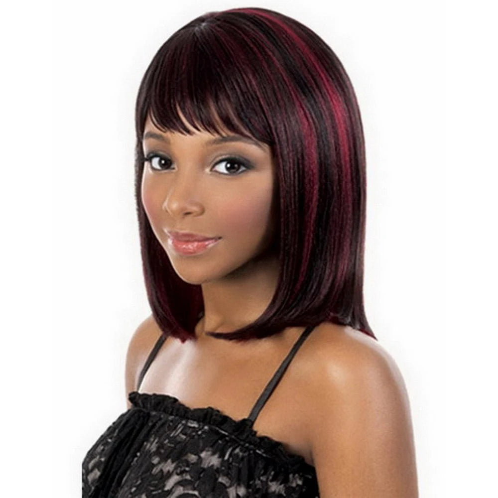 Short Straight Bob Wig with Highlights
