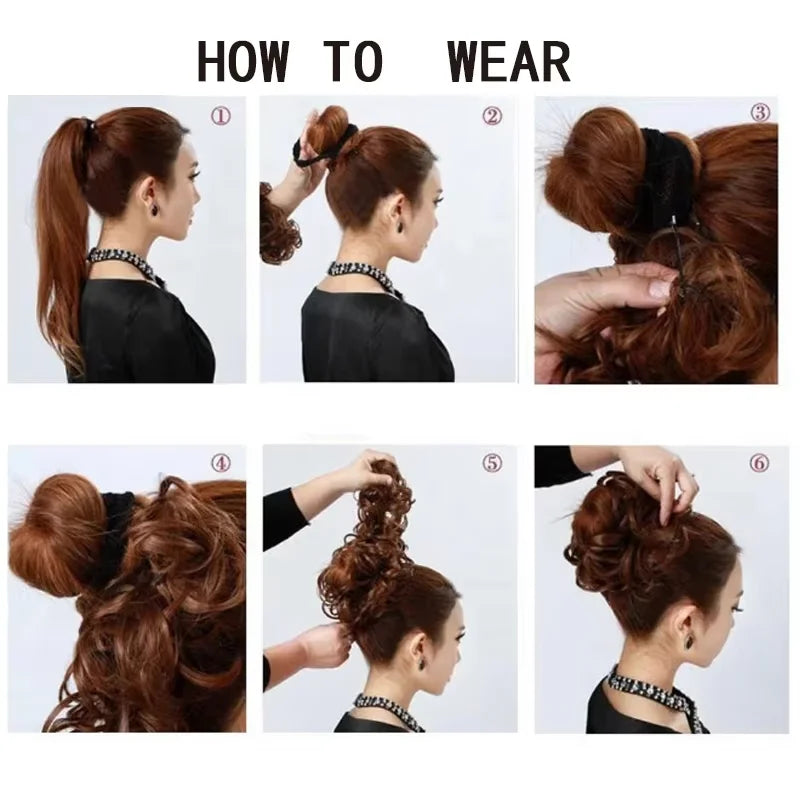 Messy Wavy Hair Bun Scrunchie for Instant Voluminous Updo Hairstyles - 6
