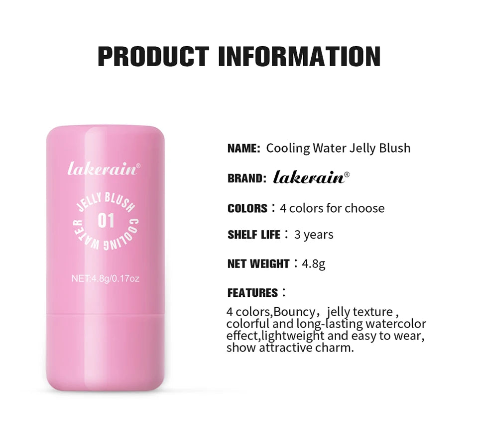 Cooling Water Jelly Blush Stick for Long Lasting Natural Lip and Cheek Tint