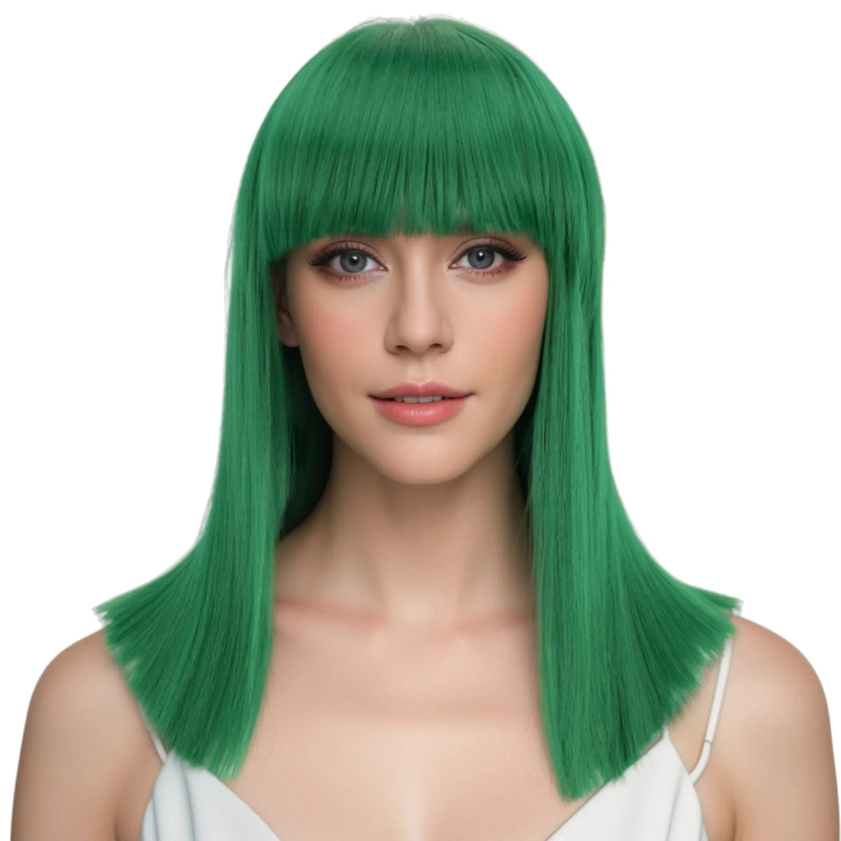 Short Straight Synthetic Hair Wig with Bangs for Daily and Party Use