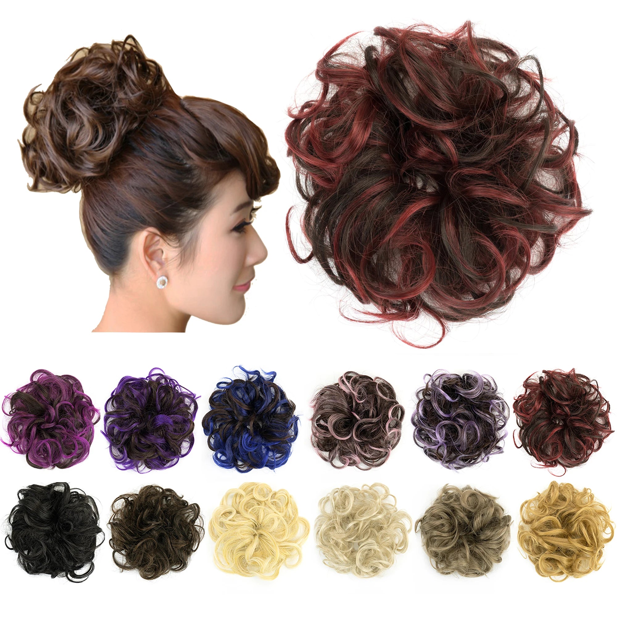 Messy Curly Hair Bun Scrunchie for Instant Volume and Elegant Updos - 7
