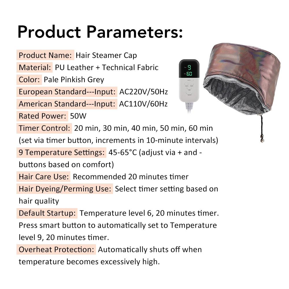 Electric Thermal Hair Steamer Cap for Deep Conditioning Treatments - 9
