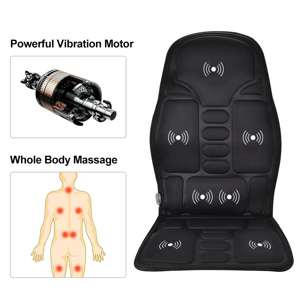 Full-Body Electric Heated Massage Chair Pad for Back and Neck Pain Relief - 15