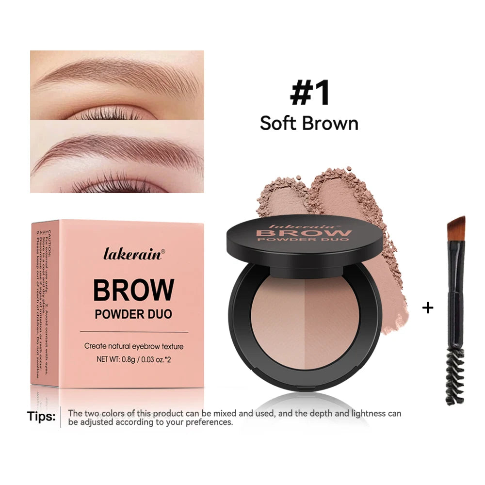 Dual-Tone Eyebrow Powder Palette with Professional Grooming Brush - 21