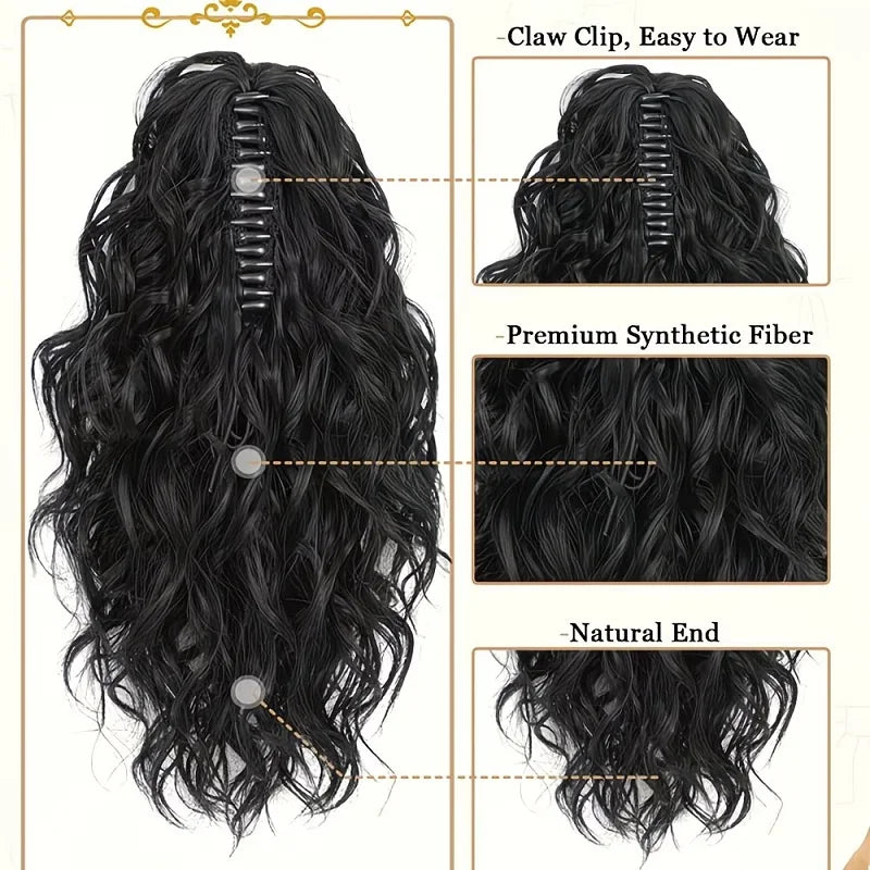 14-Inch Curly Ponytail Hair Extension Claw Clip - 3