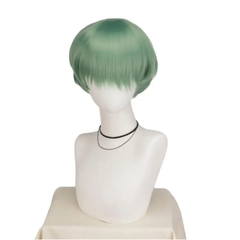 Short Green Anime Cosplay Wig for Halloween Costume - 5