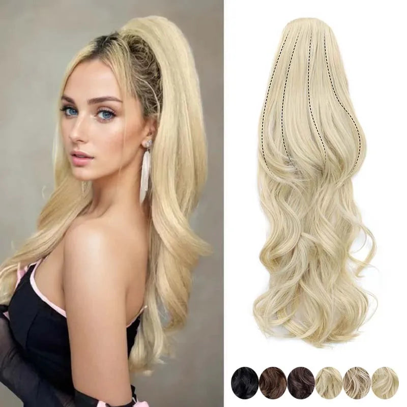 22-Inch Wavy Curly Drawstring Ponytail Extension - 1