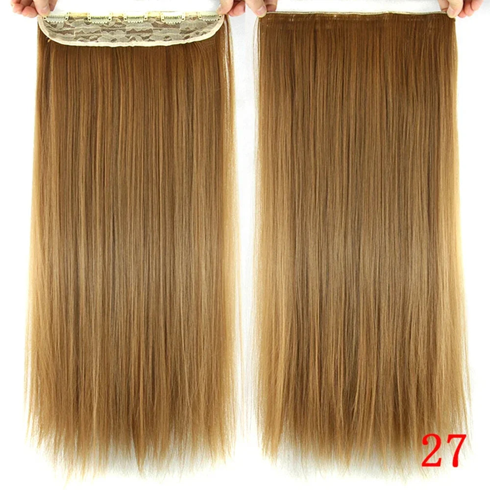 Straight Synthetic Clip-In Hair Extensions for Instant Volume - 15