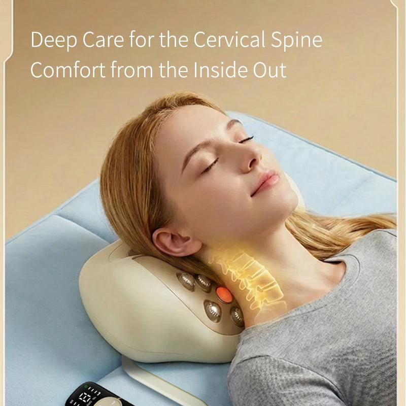 Cervical Neck Traction Massager Pillow with Deep Tissue Kneading Nodes - 3