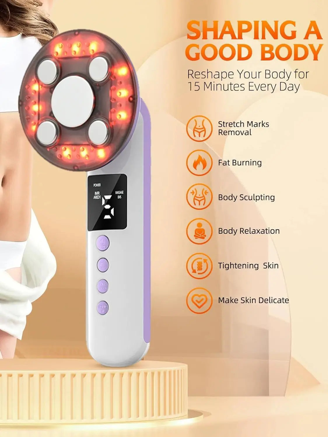 3-in-1 Ultrasonic Body Slimming and Cellulite Reduction Massage Device