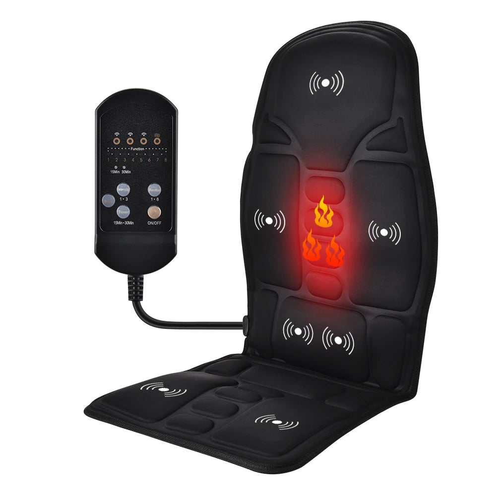 Full-Body Electric Heated Massage Chair Pad for Back and Neck Pain Relief