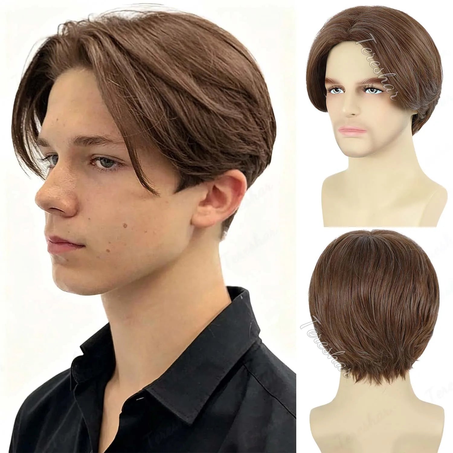 Short Straight Layered Men's Wig for Cosplay and Daily Parties - 14