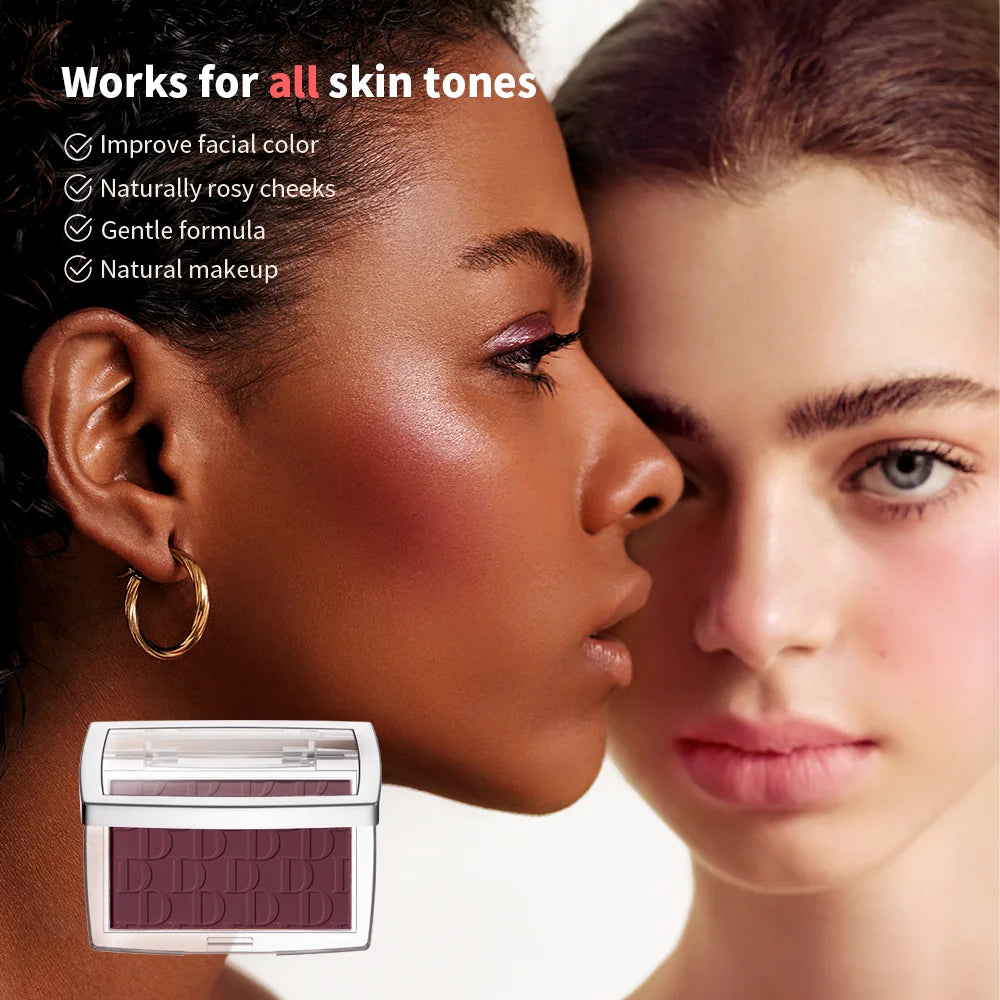 Embossed Matte Face Blush Palette with Professional Application Brush - 5