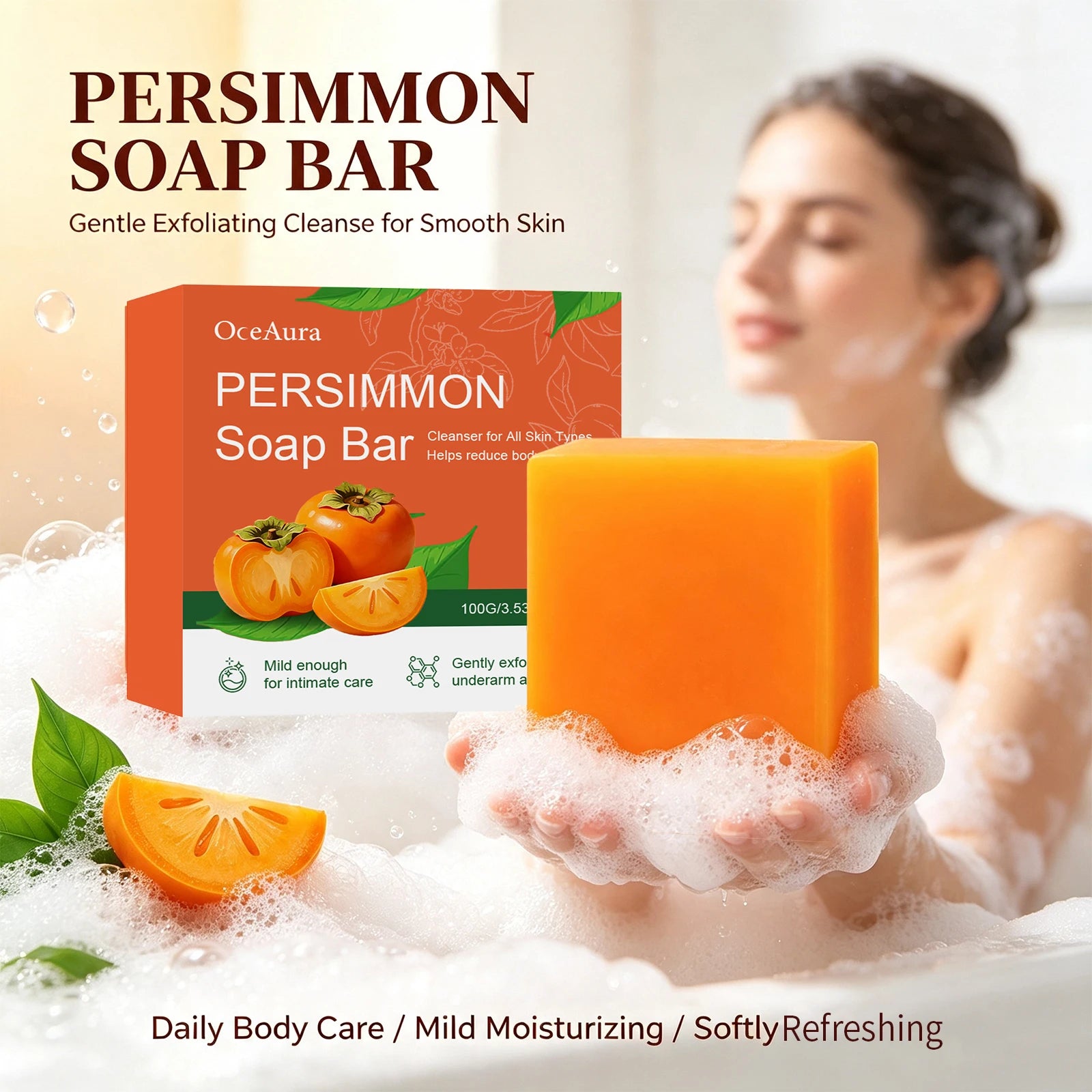 Persimmon Soap Bar for Natural Odor Control and Gentle Skin Exfoliation - 5